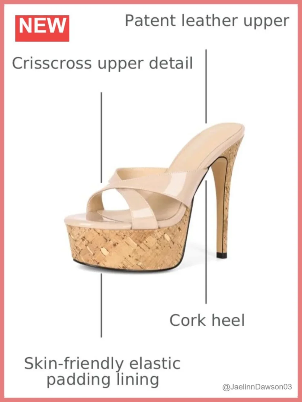 Cork Platform Stiletto Heels Open Toe Mules Slip On Sandals